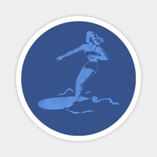 Retro Surfer Girl (Distressed Graphic Design) Magnet